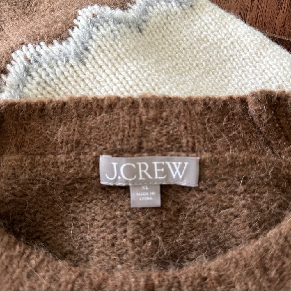 J Crew Wool Fair Isle Sweater in Brown Brushed Yarn Size XL - Picture 3 of 3